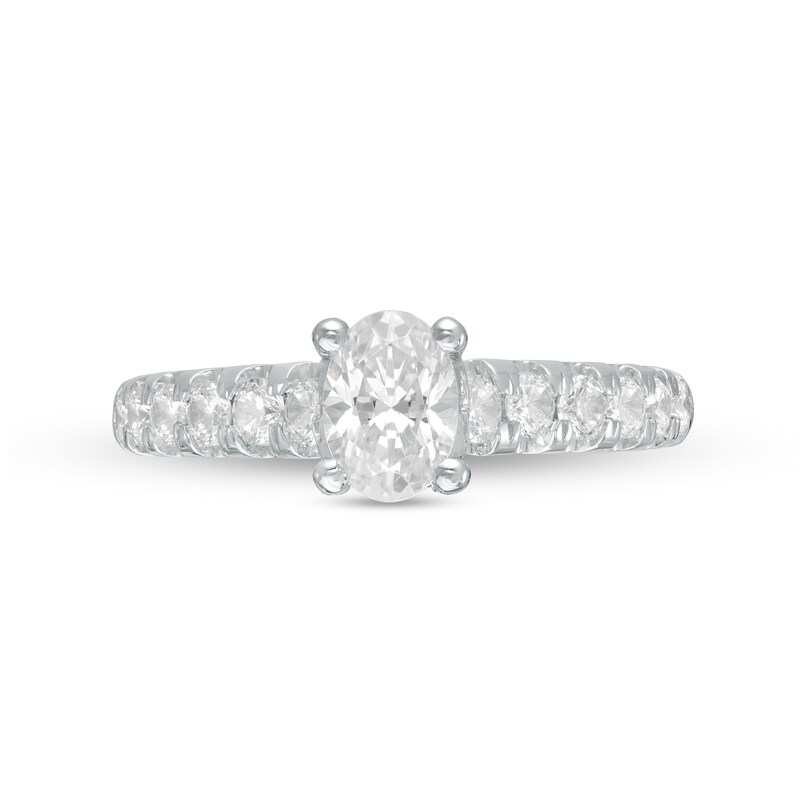 Main Image 4 of 1-1/2 CT. T.W. Certified Oval Diamond Engagement Ring in 14K White Gold (I/SI2)