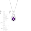 Thumbnail Image 3 of Oval Amethyst and White Lab-Created Sapphire Swirl Pendiant and Stud Earrings Set in Sterling Silver