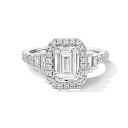 Vera Wang Love Collection 2-3/4 CT. T.W. Certified Emerald-Cut Diamond Frame Engagement Ring in 14K White Gold (I/SI2)