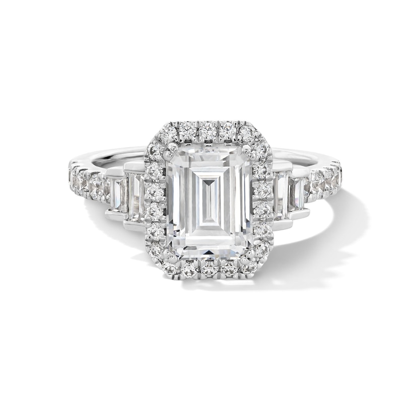 Main Image 1 of Vera Wang Love Collection 2-3/4 CT. T.W. Certified Emerald-Cut Diamond Frame Engagement Ring in 14K White Gold (I/SI2)