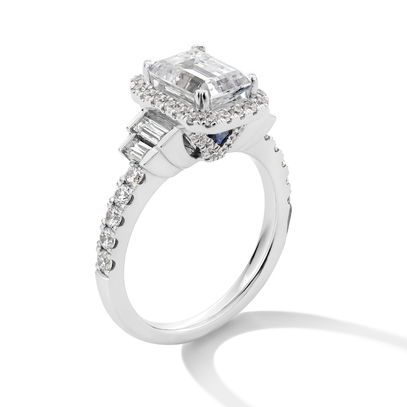 Main Image 3 of Vera Wang Love Collection 2-3/4 CT. T.W. Certified Emerald-Cut Diamond Frame Engagement Ring in 14K White Gold (I/SI2)