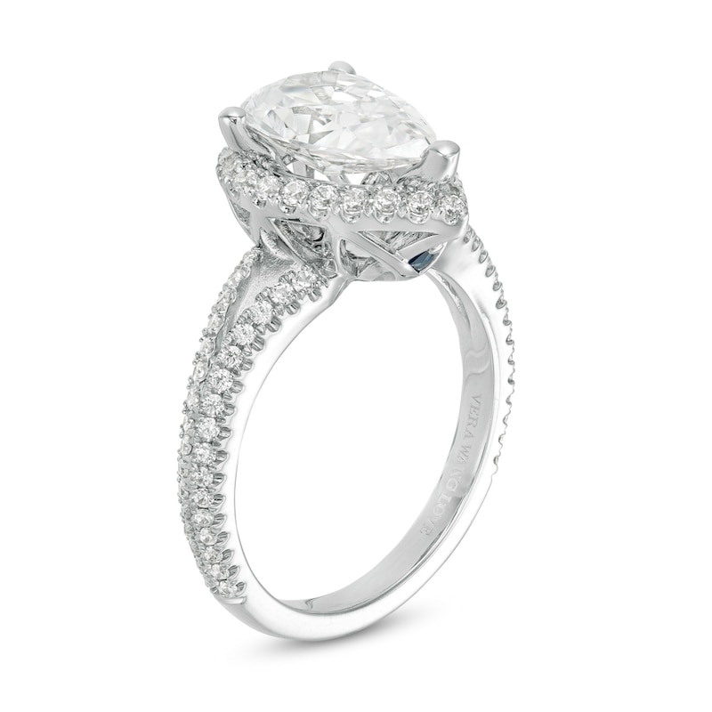 Main Image 2 of Vera Wang Love Collection 2-1/2 CT. T.W. Certified Pear-Shaped Diamond Frame Engagement Ring in 14K White Gold (I/SI2)