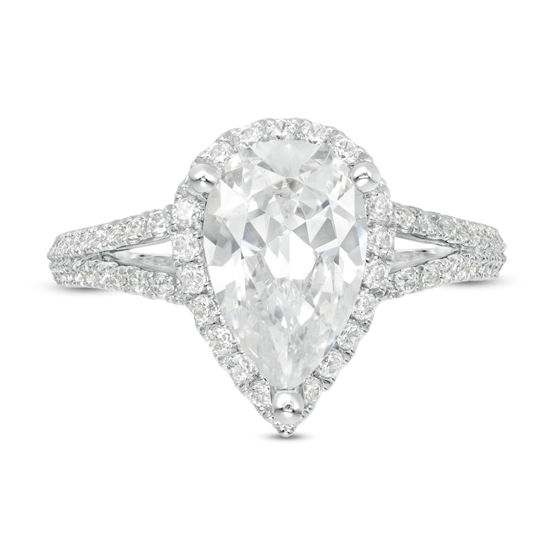 Main Image 4 of Vera Wang Love Collection 2-1/2 CT. T.W. Certified Pear-Shaped Diamond Frame Engagement Ring in 14K White Gold (I/SI2)