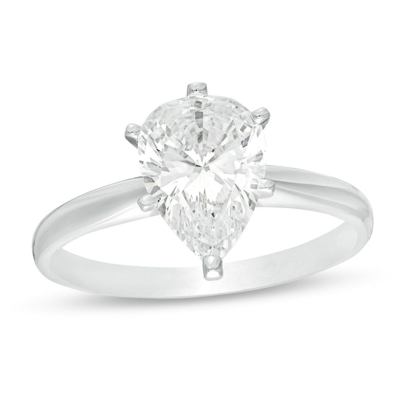 Main Image 1 of 1-1/2 CT. Certified Pear-Shaped Diamond Solitaire Engagement Ring in 14K White Gold (I/I1)