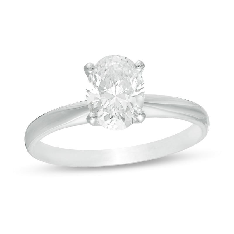 Main Image 1 of 1-1/2 CT. Certified Oval Diamond Solitaire Engagement Ring in 14K White Gold (I/I1)