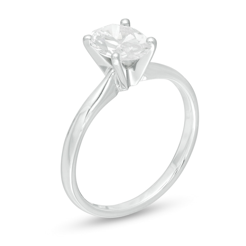 Main Image 3 of 1-1/2 CT. Certified Oval Diamond Solitaire Engagement Ring in 14K White Gold (I/I1)