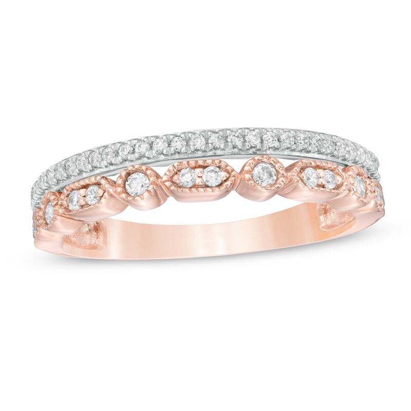 Main Image 1 of 1/4 CT. T.W. Diamond Vintage-Style Band in 10K Two-Tone Gold