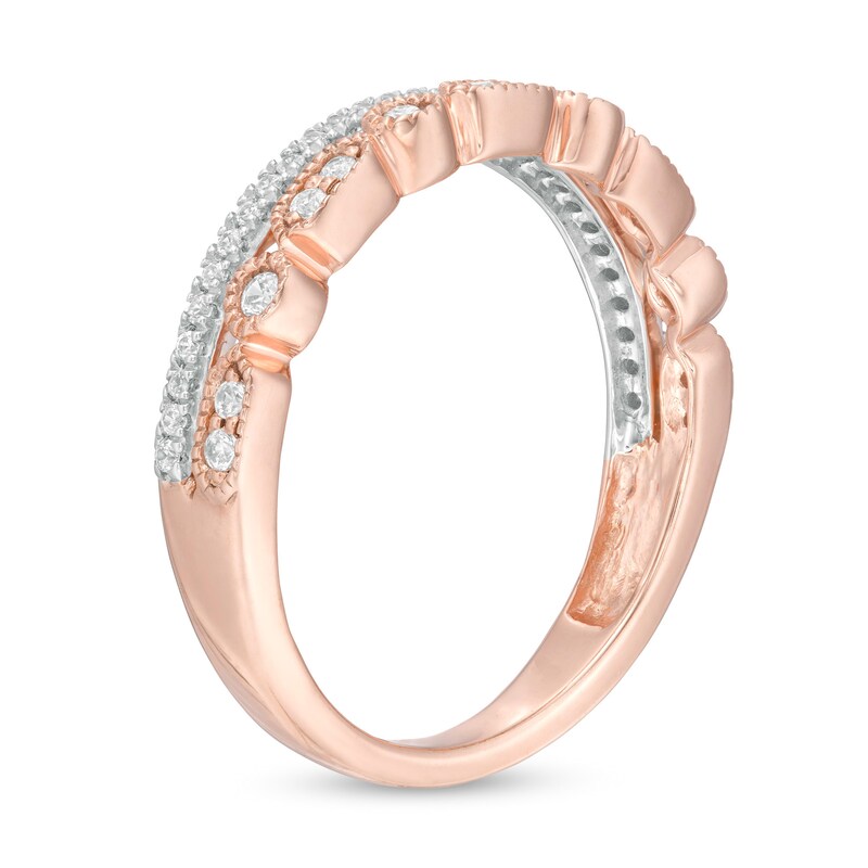 Main Image 3 of 1/4 CT. T.W. Diamond Vintage-Style Band in 10K Two-Tone Gold