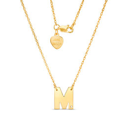 Diamond Accent Uppercase Block Initial Necklace in Sterling Silver with 22K Gold Plate (1 Line)