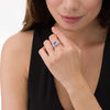 Thumbnail Image 2 of 8.0mm Cushion-Cut Tanzanite and 1/2 CT. T.W. Diamond Octagonal Frame Side Accent Ring in 14K White Gold