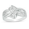 Thumbnail Image 0 of Diamond Accent Bead Three Stone Slant Swirling Triple Row Split Shank Ring in Sterling Silver