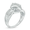 Thumbnail Image 1 of Diamond Accent Bead Three Stone Slant Swirling Triple Row Split Shank Ring in Sterling Silver