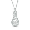 Thumbnail Image 0 of Diamond Accent Bead Braided Double Infinity Drop Pendant in Sterling Silver