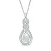 Thumbnail Image 1 of Diamond Accent Bead Braided Double Infinity Drop Pendant in Sterling Silver