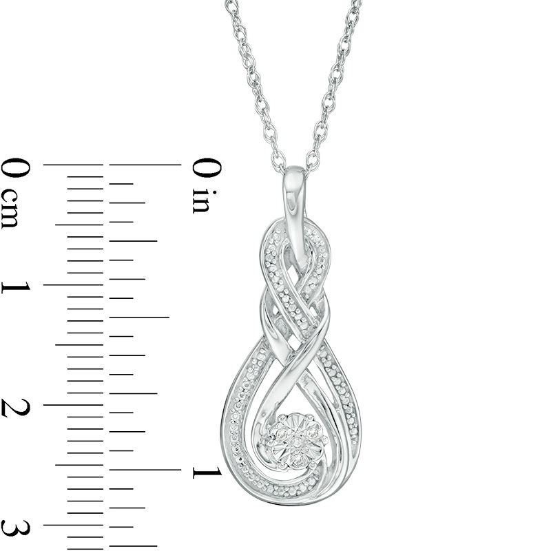 Diamond Accent Bead Braided Double Infinity Drop Pendant in Sterling Silver