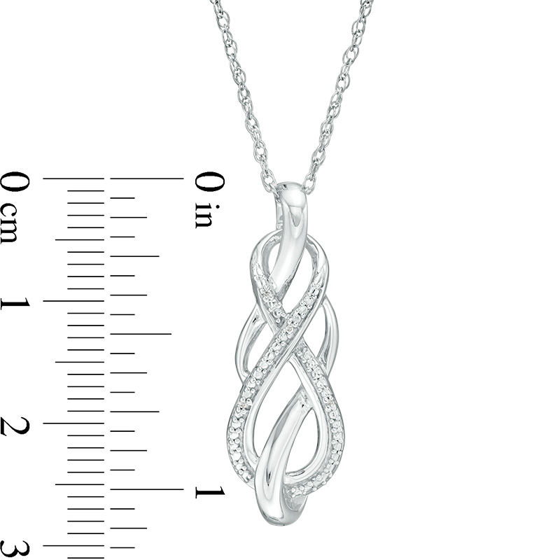 Main Image 2 of Diamond Accent Bead Looping Infinity Flame Drop Pendant in Sterling Silver
