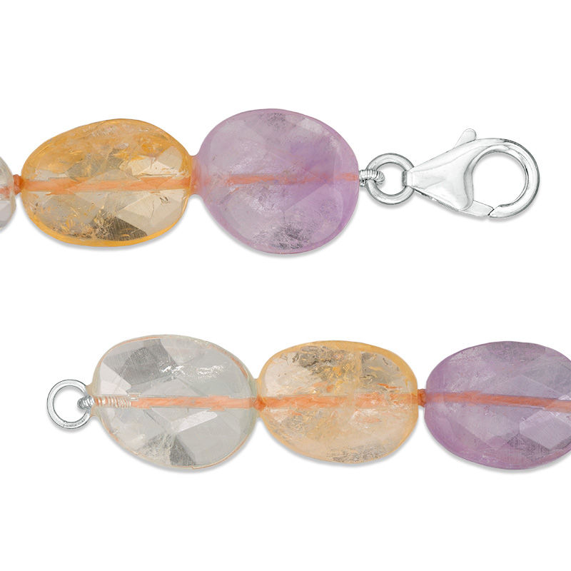 Main Image 2 of Oval Multi-Color Quartz Necklace with Sterling Silver Clasp - 17"
