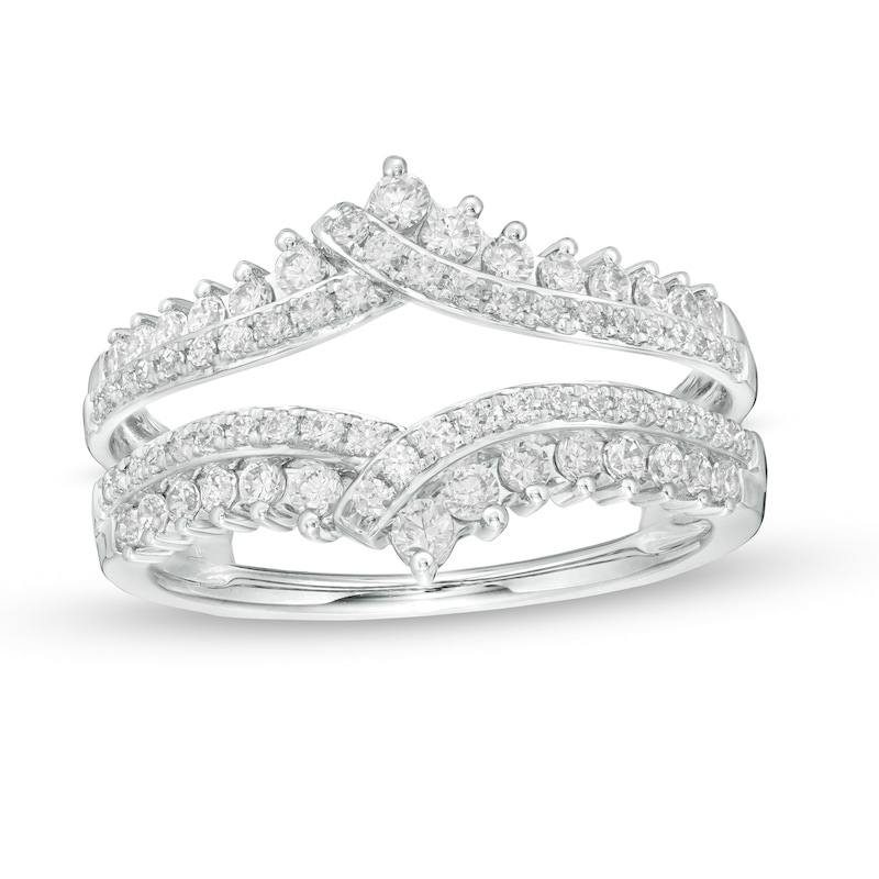 Main Image 1 of 3/4 CT. T.W. Diamond Chevron Solitaire Enhancer in 14K White Gold
