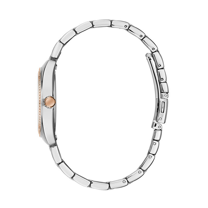 Main Image 3 of Ladies' Caravelle by Bulova Crystal Two-Tone Watch with Silver-Tone Dial (Model: 45L180)