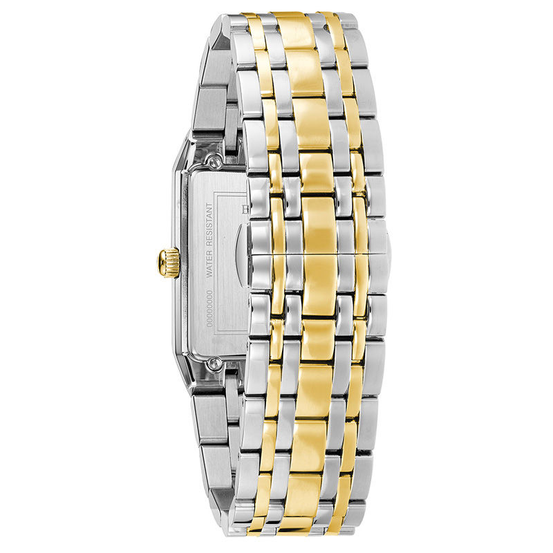 Main Image 2 of Men's Bulova Futuro Quadra Diamond Accent Two-Tone Watch with Rectangular Blue Dial (Model: 98D154)