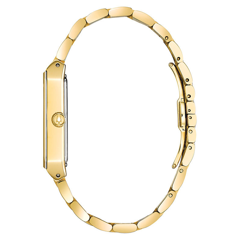 Main Image 3 of Men's Bulova Futuro Quadra Diamond Accent Gold-Tone Watch with Rectangular Champagne Dial (Model: 97D120)