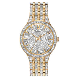 Men's Bulova Phantom Crystal Accent Gold-Tone Watch with Gold-Tone Dial (Model: 98A229)