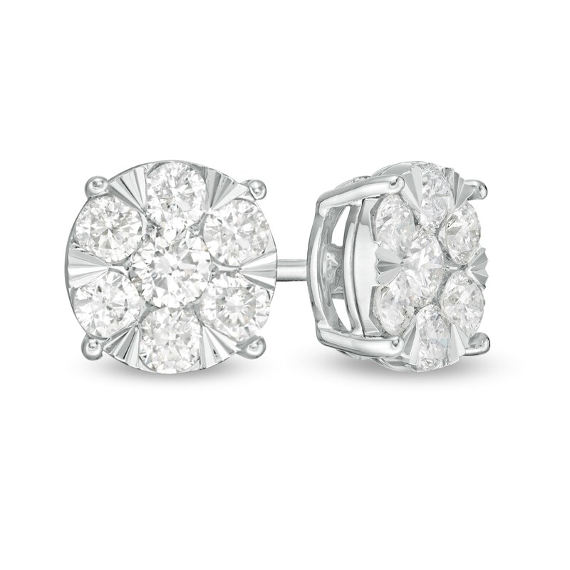 1 CT. T.W. Composite Diamond Stud Earrings in 10K White Gold