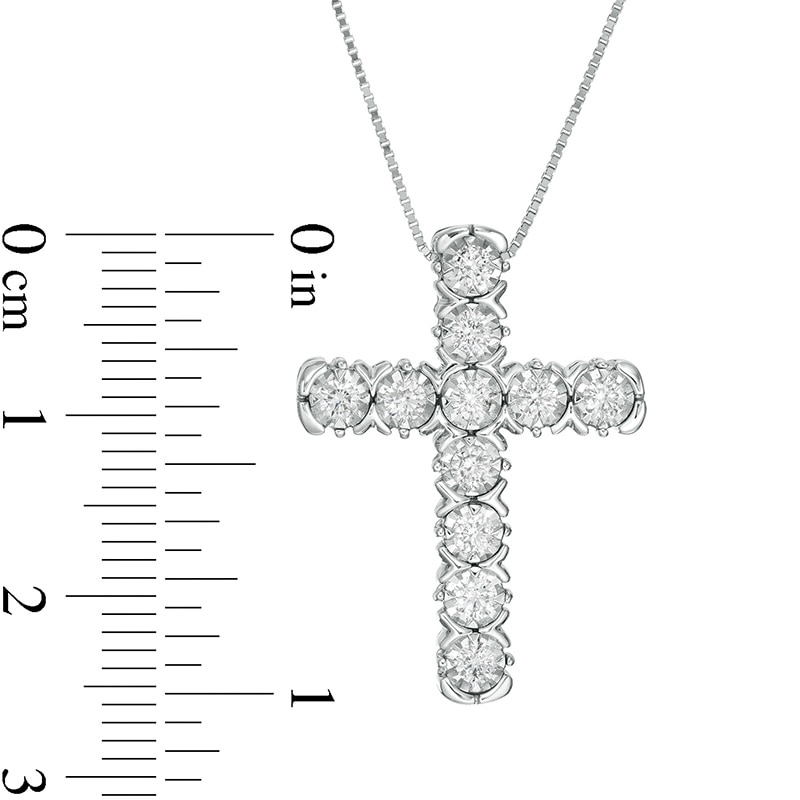 1/4 CT. T.W. Diamond Cross Pendant in 10K White Gold