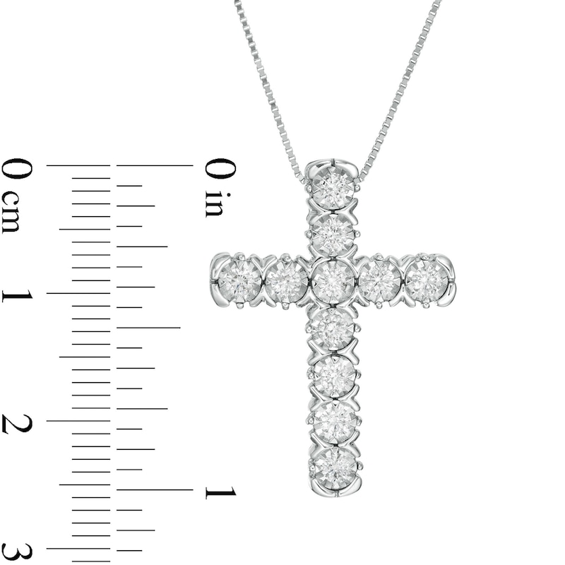 1/2 CT. T.W. Diamond Cross Pendant in 10K White Gold