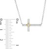 Thumbnail Image 1 of 1/6 CT. T.W. Diamond Sideways Cross Necklace in Sterling Silver and 10K Gold