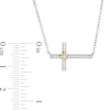 Thumbnail Image 2 of 1/6 CT. T.W. Diamond Sideways Cross Necklace in Sterling Silver and 10K Gold
