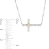 Thumbnail Image 1 of 1/6 CT. T.W. Diamond Sideways Cross Necklace in Sterling Silver and 10K Gold