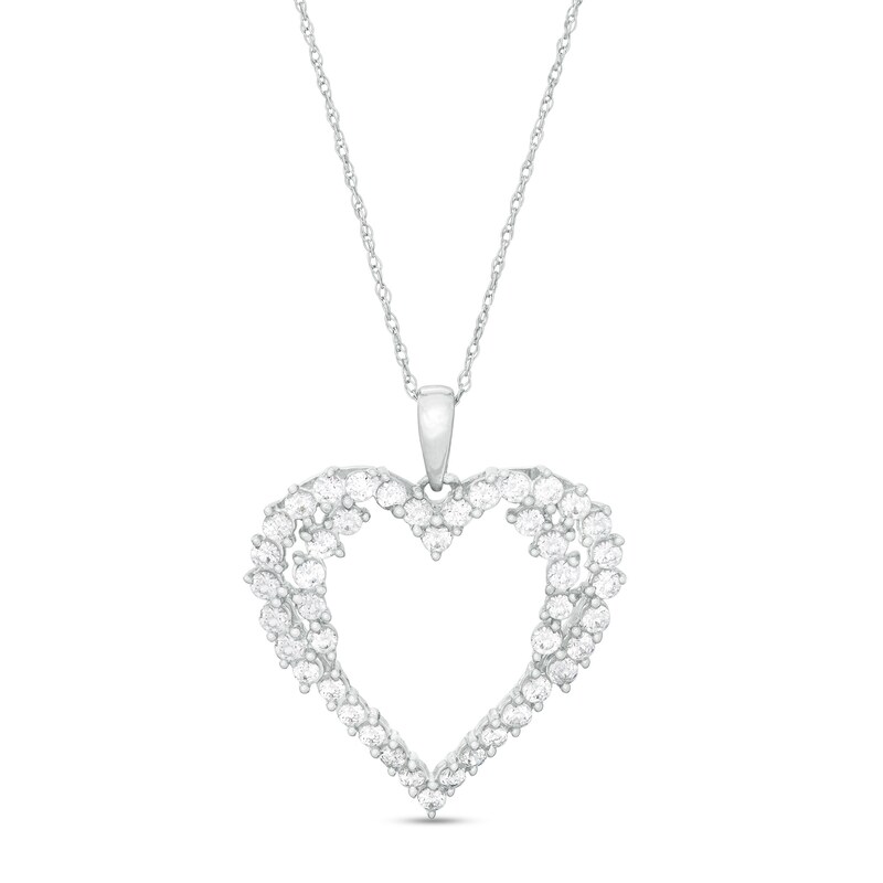 Main Image 1 of 1 CT. T.W. Diamond Heart Pendant in 10K White Gold