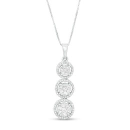 1/2 CT. T.W. Multi-Diamond Frame Trio Drop Pendant in 10K White Gold