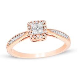1/5 CT. T.W. Composite Diamond Square Frame Promise Ring in 10K Rose Gold