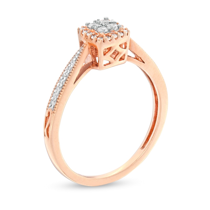 Main Image 3 of 1/5 CT. T.W. Composite Diamond Square Frame Promise Ring in 10K Rose Gold
