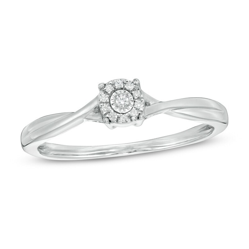 Main Image 1 of Diamond Accent Frame Crossover Shank Promise Ring in Sterling Silver