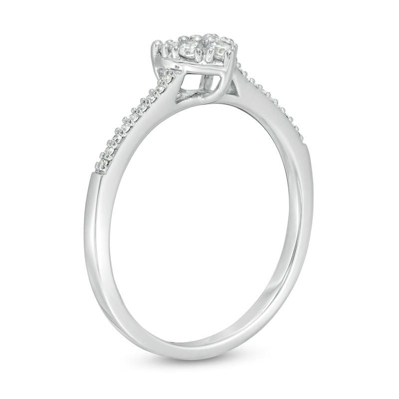 1/5 CT. T.W. Composite Diamond Heart-Shaped Promise Ring in 10K White Gold