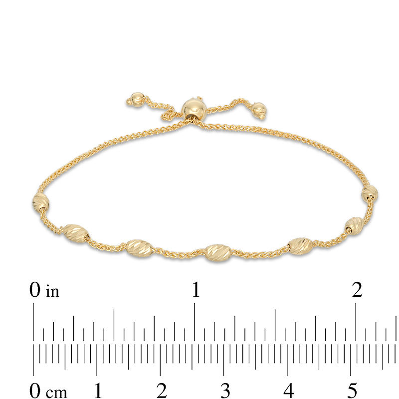 Main Image 2 of Diamond-Cut Barrel Bead Station Bolo Bracelet in 10K Gold - 9"