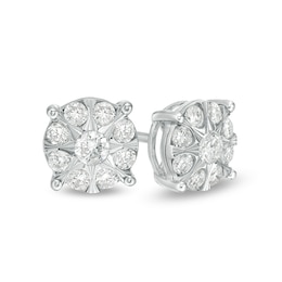 1/2 CT. T.W. Multi-Diamond Frame Stud Earrings in 10K White Gold