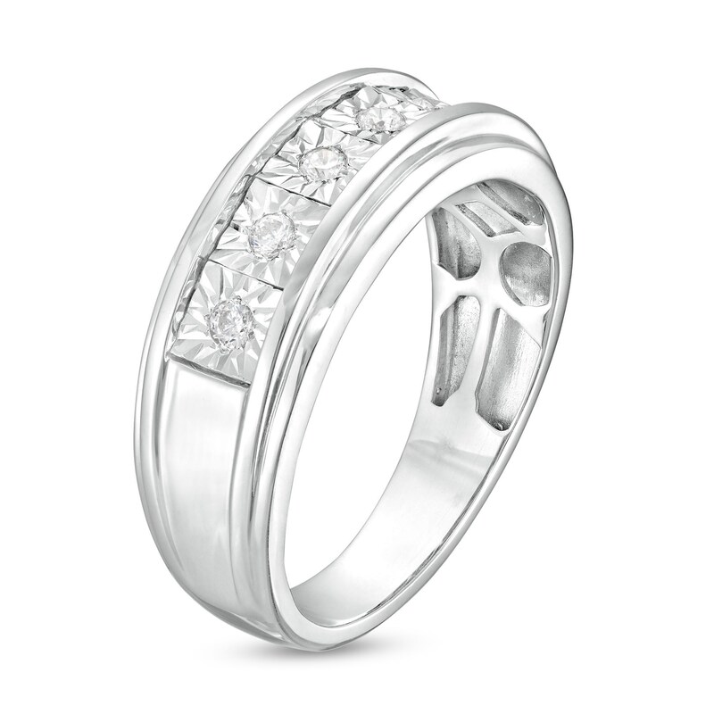 Main Image 3 of 1/4 CT. T.W. Diamond Square Illusion Wedding Band in 10K White Gold