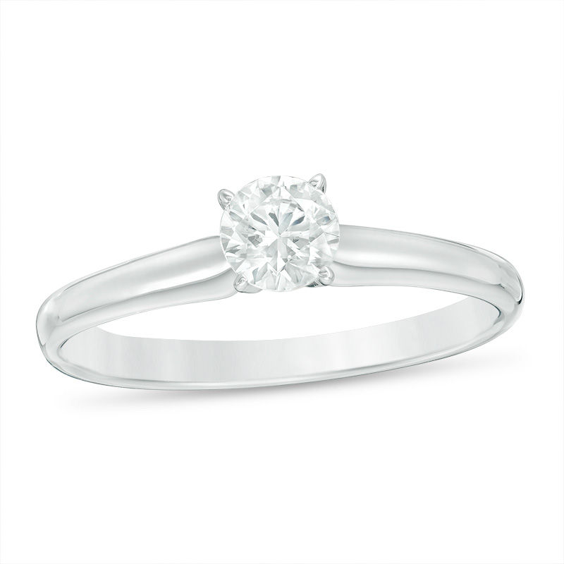 1/2 CT. Certified Diamond Solitaire Engagement Ring in 14K White Gold (I/SI2)