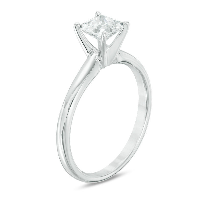 Main Image 2 of 3/4 CT. Certified Princess-Cut Diamond Solitaire Engagement Ring in 18K White Gold (I/SI2)