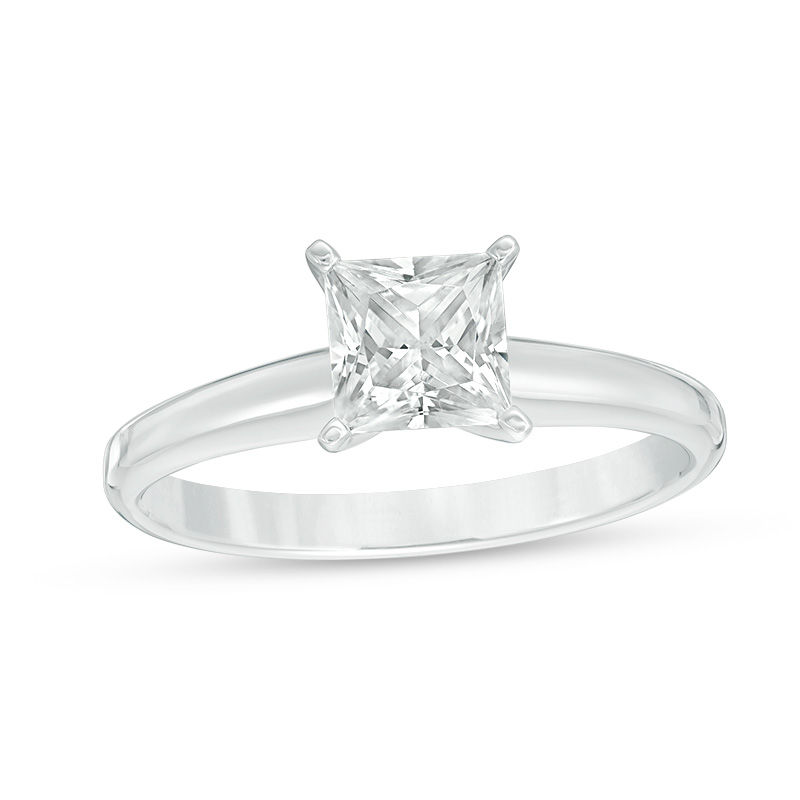 Main Image 1 of 1-1/2 CT. Certified Princess-Cut Diamond Solitaire Engagement Ring in 18K White Gold (I/SI2)