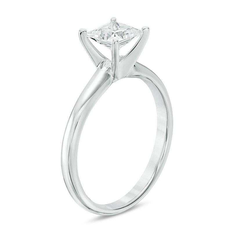 Main Image 2 of 1-1/2 CT. Certified Princess-Cut Diamond Solitaire Engagement Ring in 18K White Gold (I/SI2)