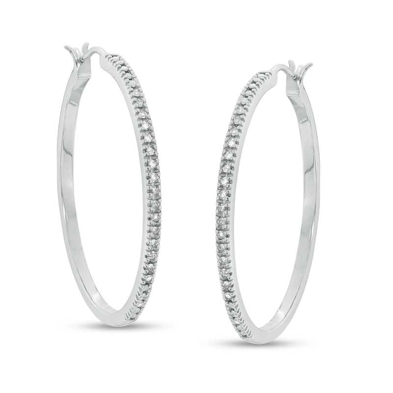 Sterling Silver Diamond Hoop Earrings