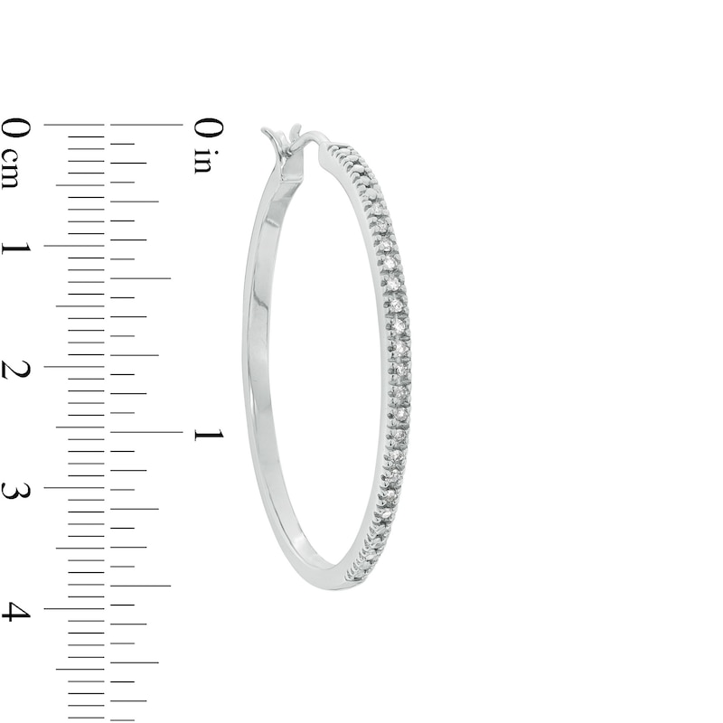 Main Image 2 of 1/4 CT. T.W. Diamond Hoop Earrings in Sterling Silver