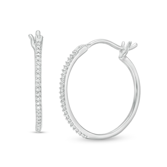 1/10 CT. T.W. Diamond Hoop Earrings in Sterling Silver 1/10 CT. T.W. Diamond Hoop Earrings in Sterling Silver