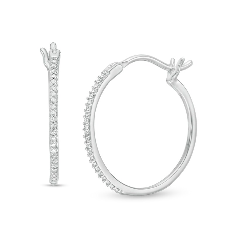 1/10 CT. T.W. Diamond Hoop Earrings in Sterling Silver