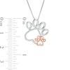 Thumbnail Image 1 of Diamond Accent Tilted Double Paw Print Outline Pendant in Sterling Silver and 10K Rose Gold